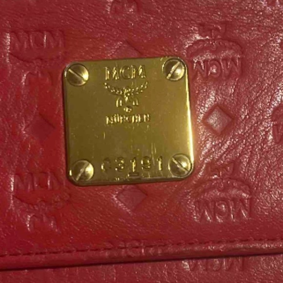 FINAL PRICE MCM Tri-Fold Red Leather Wallet - Picture 11 of 15